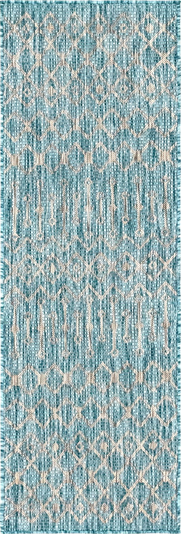 Unique Loom Rust Red Outdoor Trellis Runner - 6-foot Durable Design For Adding Charm To Your Outdoor Space Aqua  3145048-unique-loom