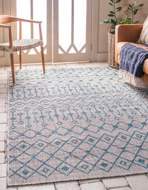 Unique Loom Rust Red Outdoor Trellis Runner - 6-foot Durable Design For Adding Charm To Your Outdoor Space Blue  3145054-unique-loom