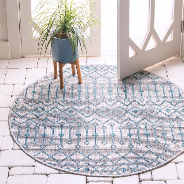 Unique Loom Rust Red Outdoor Trellis Runner - 6-foot Durable Design For Adding Charm To Your Outdoor Space Blue  3145055-unique-loom