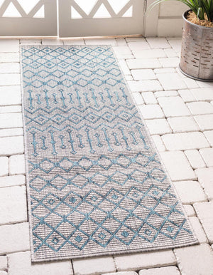 Unique Loom Rust Red Outdoor Trellis Runner - 6-foot Durable Design For Adding Charm To Your Outdoor Space Blue  3145056-unique-loom