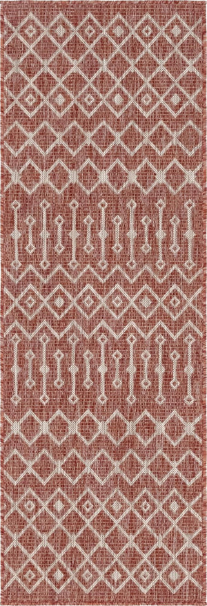 Unique Loom Rust Red Outdoor Trellis Runner - 6-foot Durable Design For Adding Charm To Your Outdoor Space Red  3145064-unique-loom