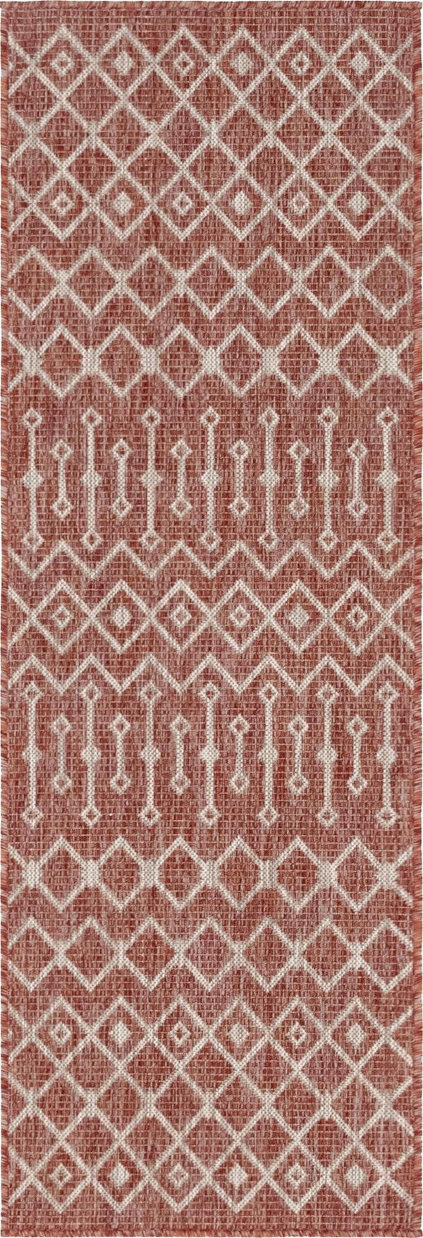 Unique Loom Rust Red Outdoor Trellis Runner - 6-foot Durable Design For Adding Charm To Your Outdoor Space Red  3145064-unique-loom