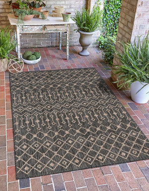 Unique Loom Green Outdoor Trellis Rug – Vibrant 5' Round Design To Enhance Patios And Garden Spaces Elegantly Gray  3159559-unique-loom