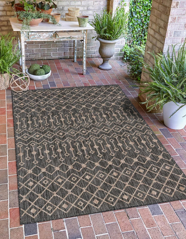 Unique Loom Green Outdoor Trellis Rug – Vibrant 5' Round Design To Enhance Patios And Garden Spaces Elegantly Gray  3159559-unique-loom