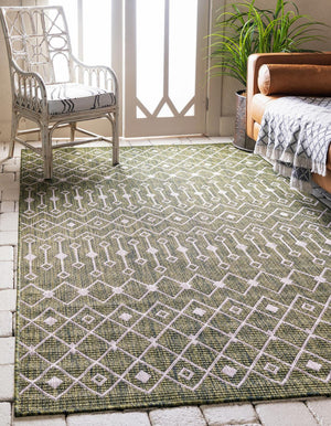 Unique Loom Green Outdoor Trellis Rug – Vibrant 5' Round Design To Enhance Patios And Garden Spaces Elegantly Green  3159573-unique-loom