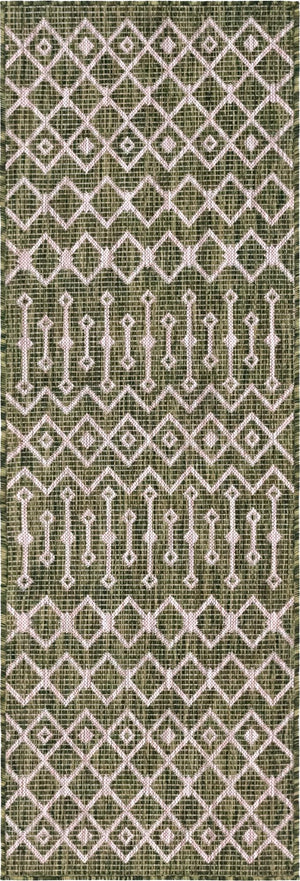 Unique Loom Rust Red Outdoor Trellis Runner - 6-foot Durable Design For Adding Charm To Your Outdoor Space Green  3145080-unique-loom