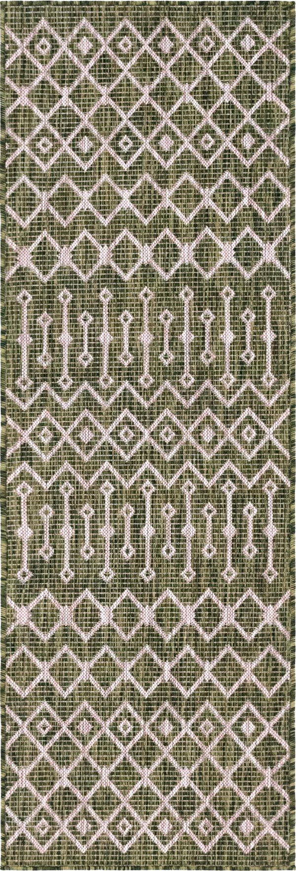 Unique Loom Rust Red Outdoor Trellis Runner - 6-foot Durable Design For Adding Charm To Your Outdoor Space Green  3145080-unique-loom