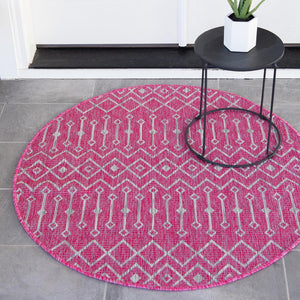 Unique Loom Rust Red Outdoor Trellis Runner - 6-foot Durable Design For Adding Charm To Your Outdoor Space Fuschia  3145087-unique-loom