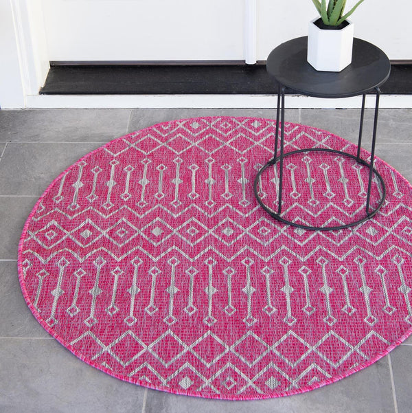 Unique Loom Rust Red Outdoor Trellis Runner - 6-foot Durable Design For Adding Charm To Your Outdoor Space Fuschia  3145087-unique-loom