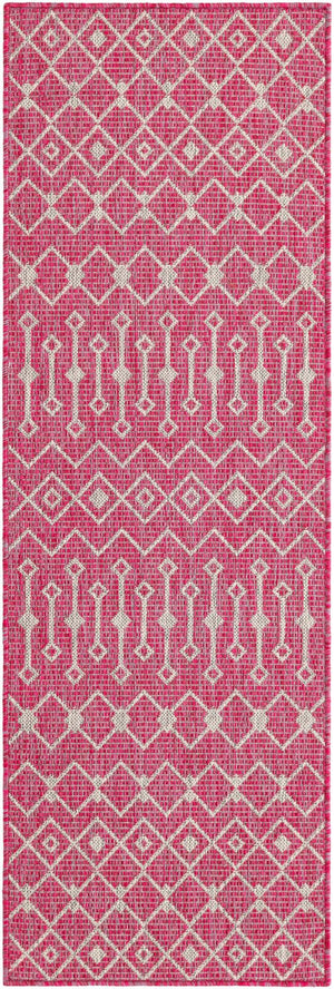 Unique Loom Rust Red Outdoor Trellis Runner - 6-foot Durable Design For Adding Charm To Your Outdoor Space Fuschia  3145088-unique-loom