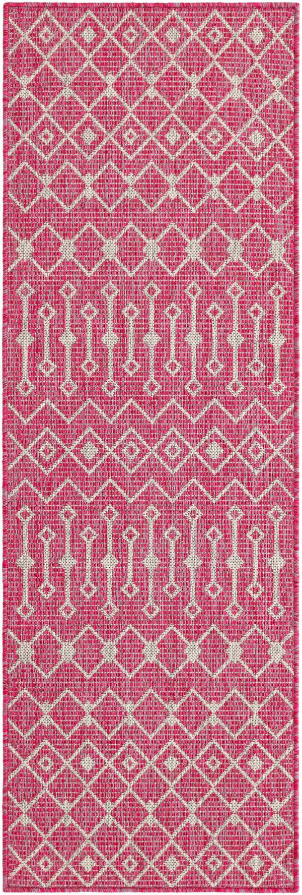 Unique Loom Rust Red Outdoor Trellis Runner - 6-foot Durable Design For Adding Charm To Your Outdoor Space Fuschia  3145088-unique-loom