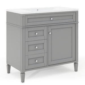 English Elm 36'' Bathroom Vanity With Medicine Cabinet - Modern Grey Storage Solution With Soft-Closing Design SW000134AAE-3