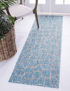Unique Loom Blue Outdoor Safari Runner 2' X 6' - Brighten Your Space With Durable Style For Any Weather! Violet  3145208-unique-loom
