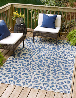 Unique Loom Blue Outdoor Safari Runner 2' X 6' - Brighten Your Space With Durable Style For Any Weather! Blue  3145230-unique-loom
