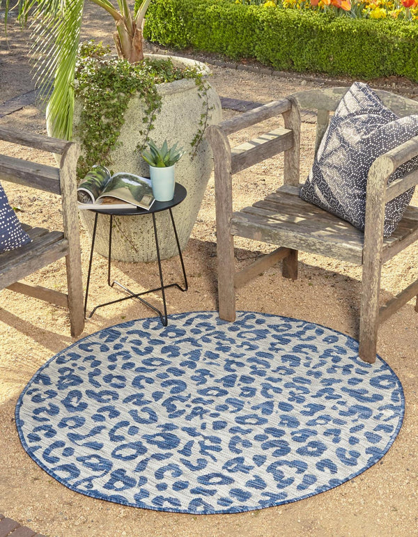 Unique Loom Blue Outdoor Safari Runner 2' X 6' - Brighten Your Space With Durable Style For Any Weather! Blue  3145231-unique-loom