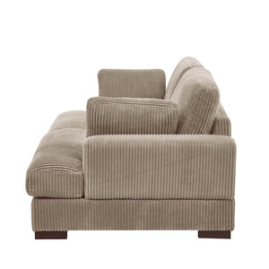 English Elm Large Corduroy Chaise Loveseat with Extended Leg Support for Relaxed Living Rooms Camel B2748S00009