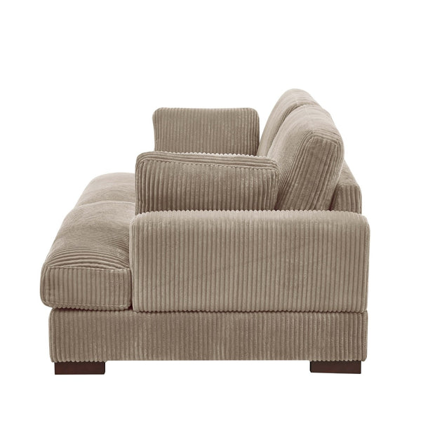 English Elm Large Corduroy Chaise Loveseat with Extended Leg Support for Relaxed Living Rooms Camel B2748S00009