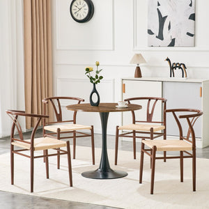 English Elm Wesborn Artisan Rope Woven Iron Dining Chair Set Medieval Y Back Industrial Style Brown W2920P430784