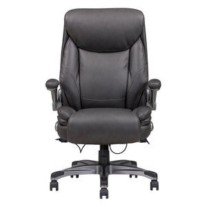 English Elm Classic Gray Bonded Leather Office Chair with Flip-Up Armrests, Gas Lift Height, Swivel & Casters B011P204481