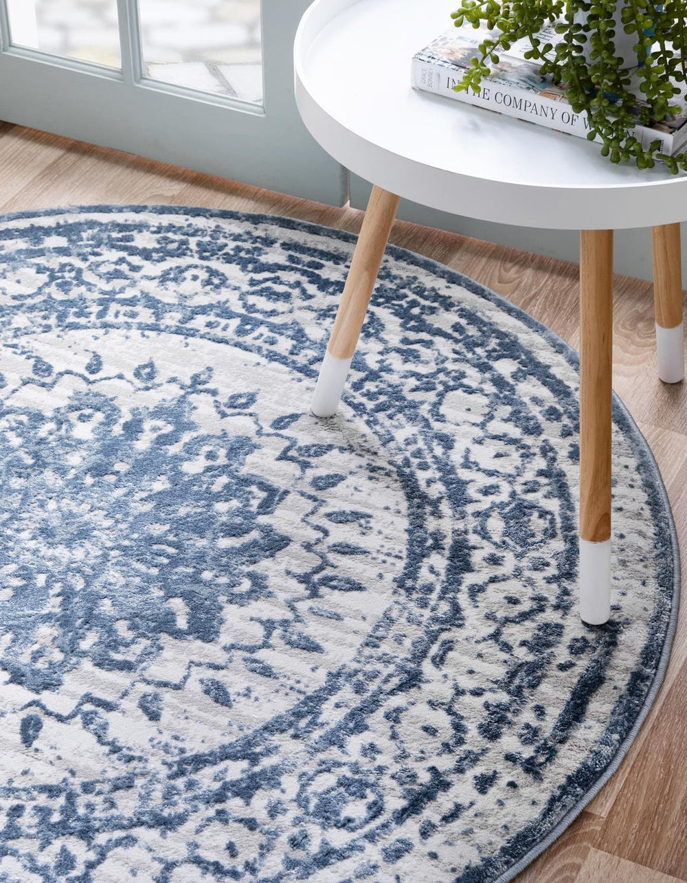 Unique Loom Blue Aberdeen Round Rug - Vibrant 4'1" Diameter, Stylish Modern Design For Any Room Decor Blue  3146652-unique-loom