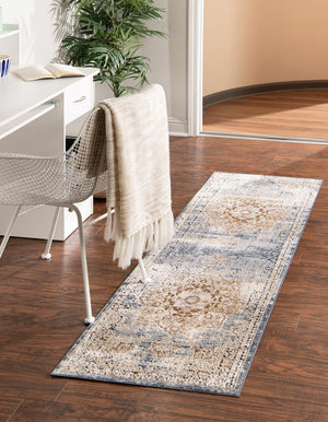 Unique Loom Ivory Chateau Rug - Elegant 2'2" X 3' Accent For Small Spaces, Perfect For Entryways And Bedrooms Blue  3146821-unique-loom