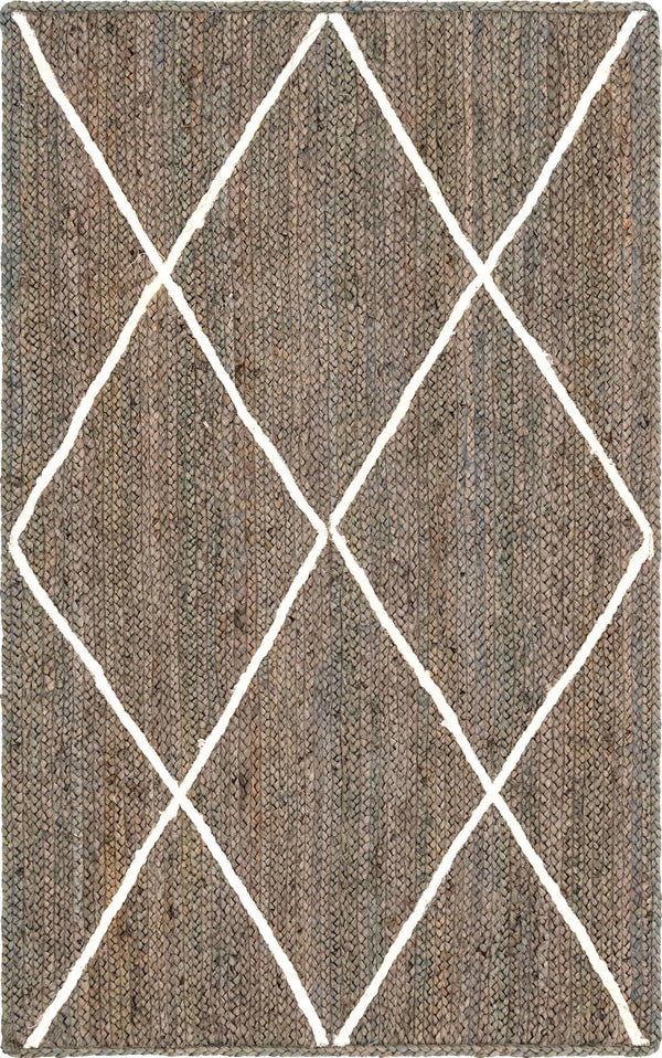 Unique Loom Ivory Braided Jute Rug - 3' 3" X 5' 1" - Natural Texture For Elegant Home Décor And Comfort Gray  3146859-unique-loom