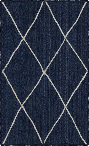 Unique Loom Ivory Braided Jute Rug - 3' 3" X 5' 1" - Natural Texture For Elegant Home Décor And Comfort Navy,Blue  3146869-unique-loom