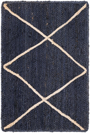 Unique Loom Ivory Braided Jute Rug - 3' 3" X 5' 1" - Natural Texture For Elegant Home Décor And Comfort Navy,Blue  3146870-unique-loom