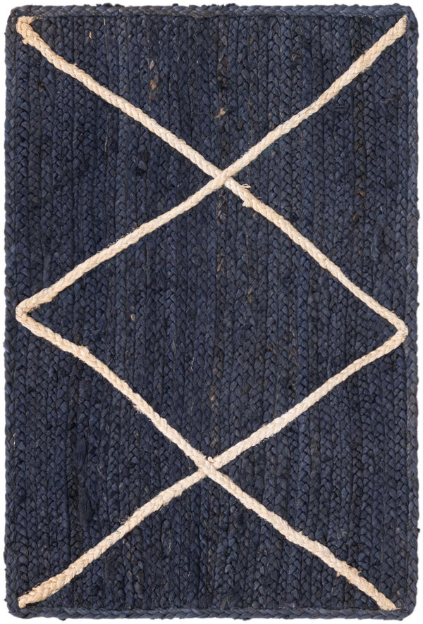 Unique Loom Ivory Braided Jute Rug - 3' 3" X 5' 1" - Natural Texture For Elegant Home Décor And Comfort Navy,Blue  3146870-unique-loom