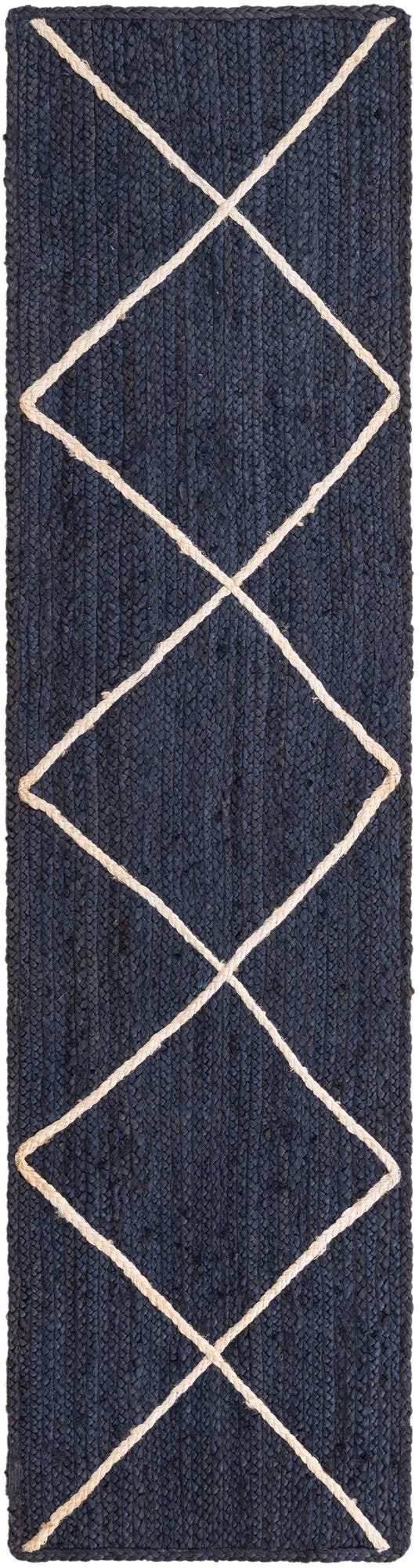 Unique Loom Ivory Braided Jute Rug - 3' 3" X 5' 1" - Natural Texture For Elegant Home Décor And Comfort Navy,Blue  3146871-unique-loom