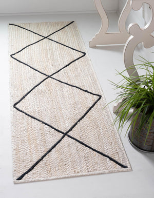 Unique Loom Ivory Braided Jute Rug - 3' 3" X 5' 1" - Natural Texture For Elegant Home Décor And Comfort Ivory,Black  3146881-unique-loom