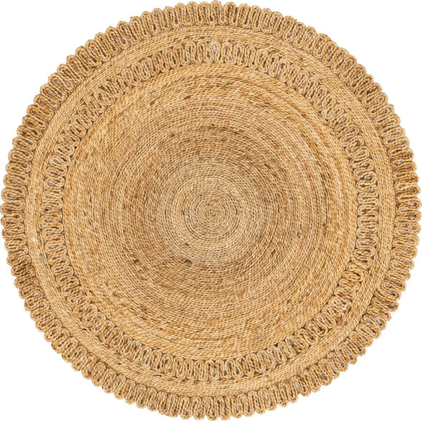 Unique Loom Natural Braided Jute Rug - 4' Round - Organic Texture For Cozy, Earthy & Coastal Home Decor Natural  3146975-unique-loom