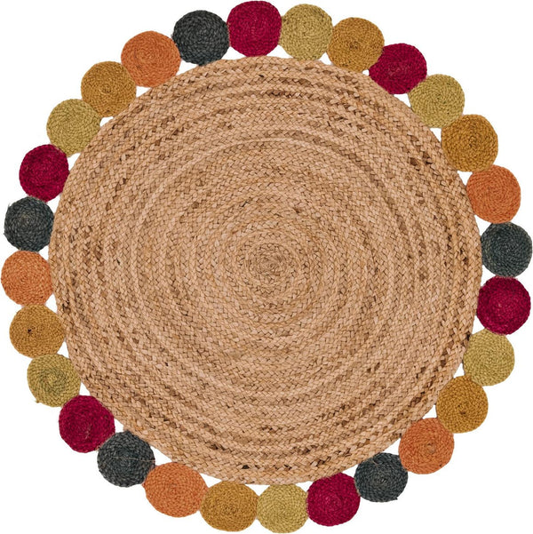Unique Loom Natural Braided Jute Rug - 4' Round - Organic Texture For Cozy, Earthy & Coastal Home Decor Natural  3146979-unique-loom