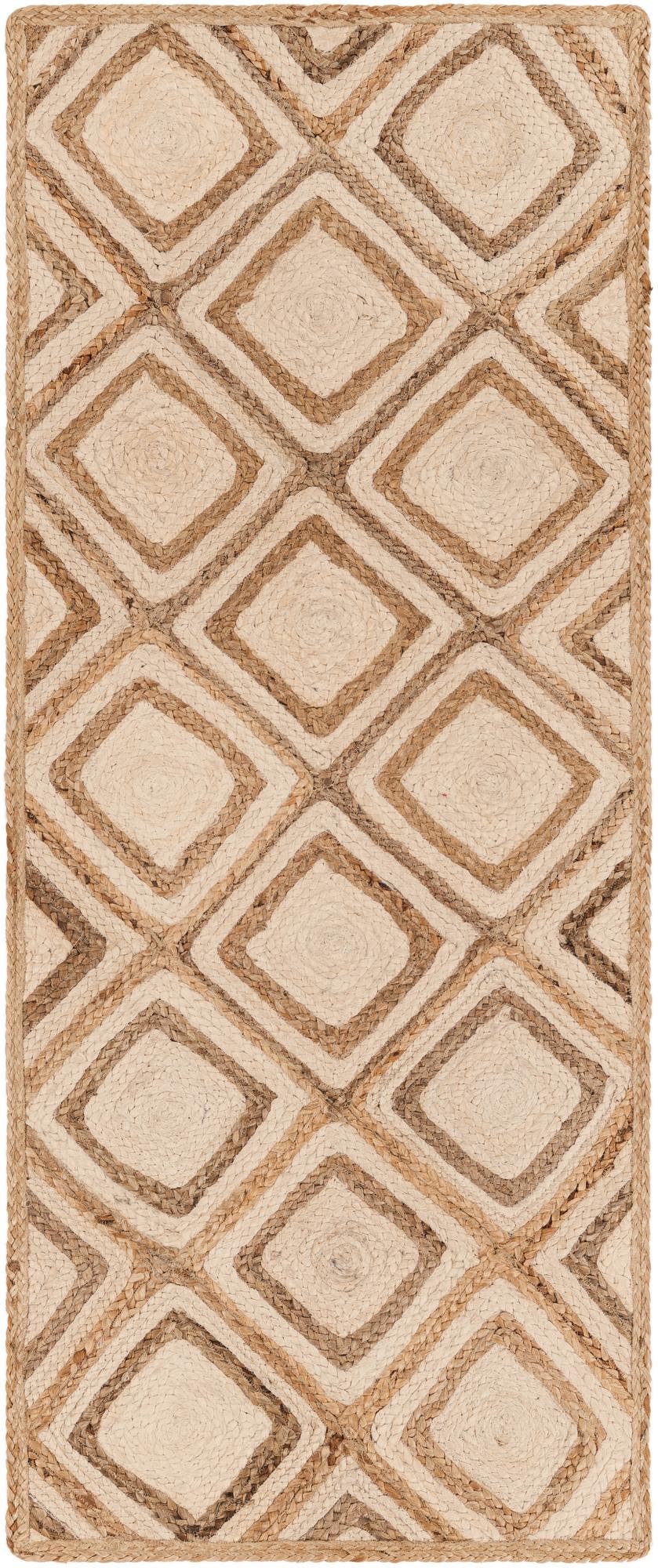 Unique Loom Natural Braided Jute 3' X 6' Runner Rug - Durable, Earthy Texture For Organic Charm In Any Space Natural  3147003-unique-loom