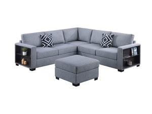 English Elm Contemporary 3-Piece Sectional Sofa Set in Ash Black Corduroy with RAF/LAF Chaise, Tufted Seats, Pillows - Stylish Low-Profile Design Gray 40 L x 26 W x 58 H B011S01785
