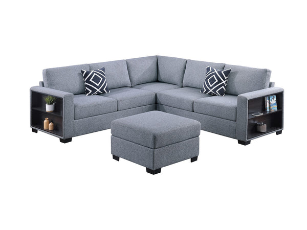 English Elm Contemporary 3-Piece Sectional Sofa Set in Ash Black Corduroy with RAF/LAF Chaise, Tufted Seats, Pillows - Stylish Low-Profile Design Gray 40 L x 26 W x 58 H B011S01785