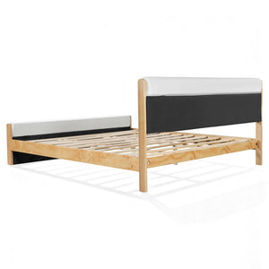 English Elm King Platform Bed Natural Wood Frame Beige Upholstered Low Profile No Box Spring N758K909697N