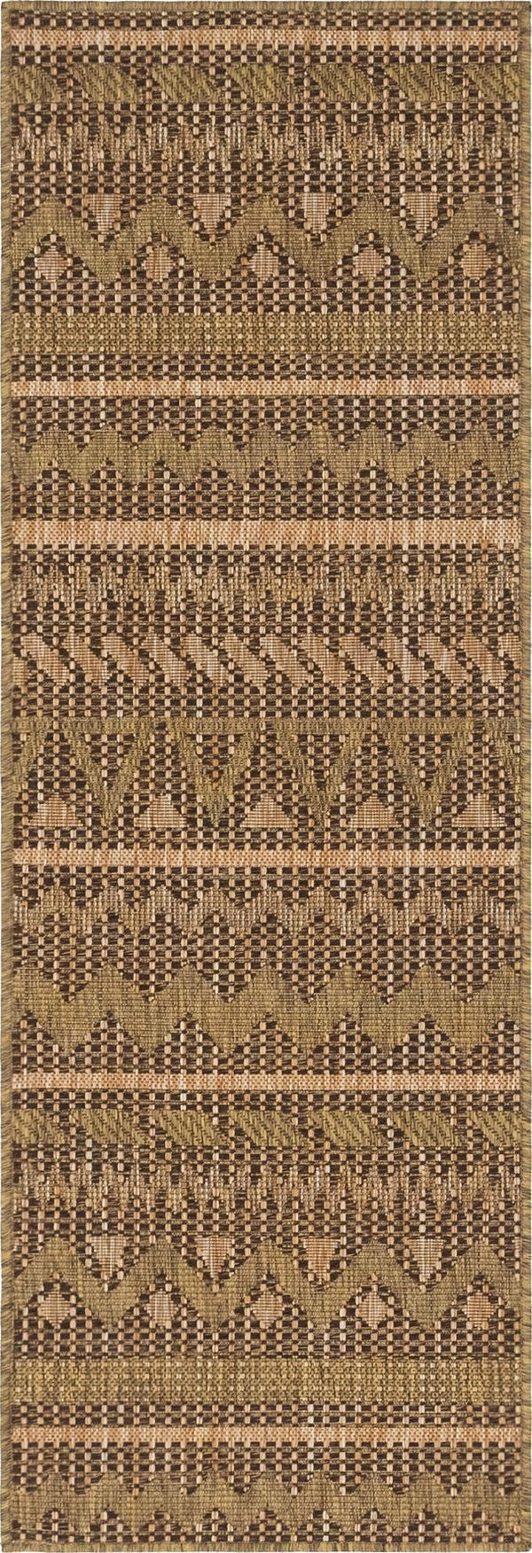 Unique Loom Light Outdoor Modern Rug - Warm Earthy Tone For Patios & Sunrooms, Stylish & Durable Design Brown  3147758-unique-loom