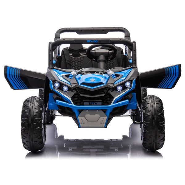 English Elm 24v Two Seat Kids Electric Utv with Parental Remote Suspension Off Road Ride On Blue W1578P184799