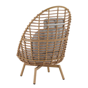 English Elm Christopher Knight Home® - Ellis Outdoor Wicker High-Back Swivel Lounge Chair with Teak Legs, 360° Pivot, Weatherproof Rattan & Cushions N775P271983B