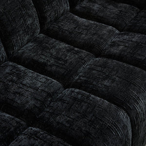 English Elm Chenille Cloud Sofa with Quilted Seat and Piano Key Backrest for Modern Living Rooms Black W834S00637