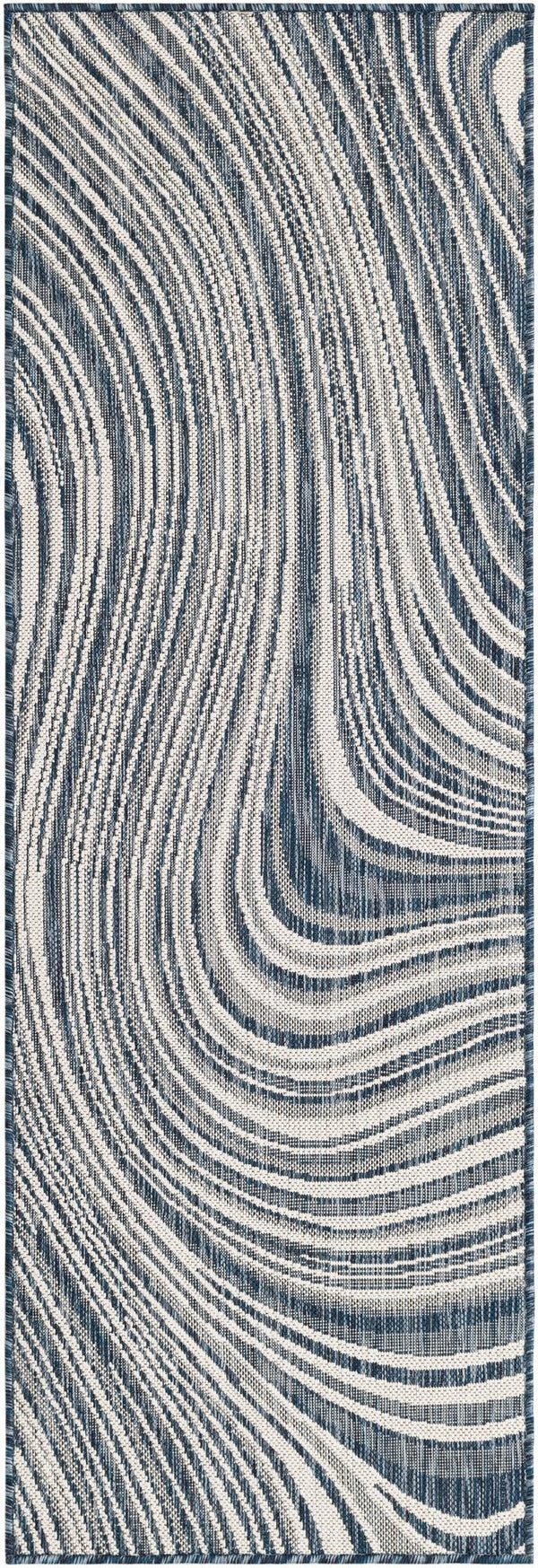 Unique Loom Charcoal Outdoor Modern Runner Rug - Stylish 2' X 6' Design For Patios And Outdoor Spaces Blue  3148717-unique-loom