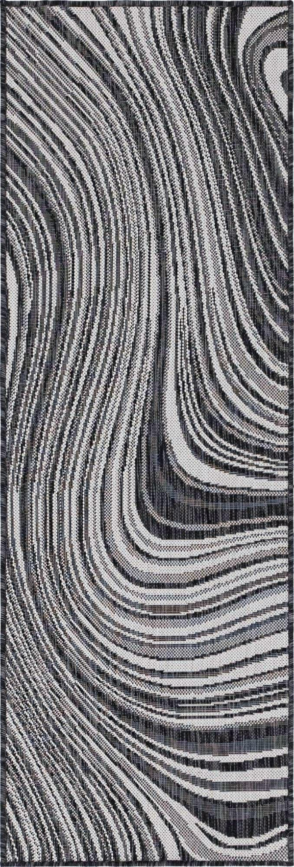 Unique Loom Charcoal Outdoor Modern Runner Rug - Stylish 2' X 6' Design For Patios And Outdoor Spaces Charcoal  3148733-unique-loom