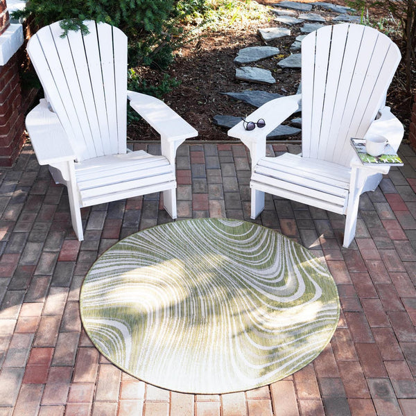 Unique Loom Charcoal Outdoor Modern Runner Rug - Stylish 2' X 6' Design For Patios And Outdoor Spaces Green  3148740-unique-loom