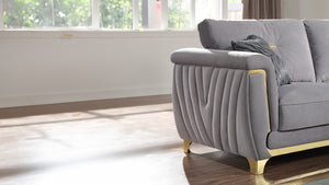 English Elm Leena Contemporary Upholstery 2Pc Living Room Set In Gray & Gold - Luxurious Comfort & Style B009S01438