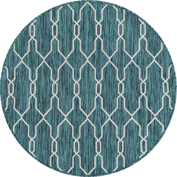 Unique Loom Rust Red Outdoor Trellis Rug - 4' X 6' Weather-resistant Design For Stylish Patios And Porches Teal  3148804-unique-loom