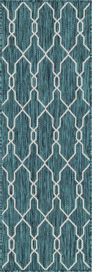 Unique Loom Rust Red Outdoor Trellis Rug - 4' X 6' Weather-resistant Design For Stylish Patios And Porches Teal  3148805-unique-loom