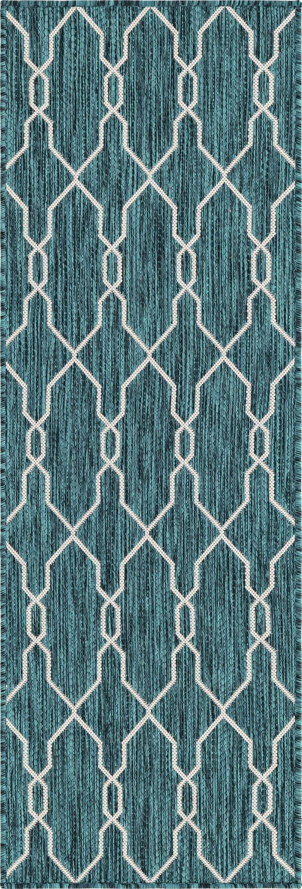 Unique Loom Rust Red Outdoor Trellis Rug - 4' X 6' Weather-resistant Design For Stylish Patios And Porches Teal  3148805-unique-loom
