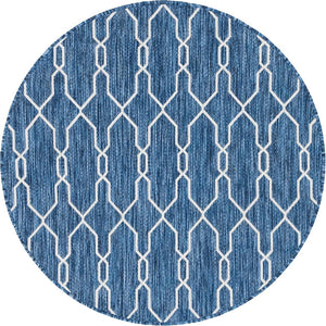 Unique Loom Rust Red Outdoor Trellis Rug - 4' X 6' Weather-resistant Design For Stylish Patios And Porches Blue  3148812-unique-loom