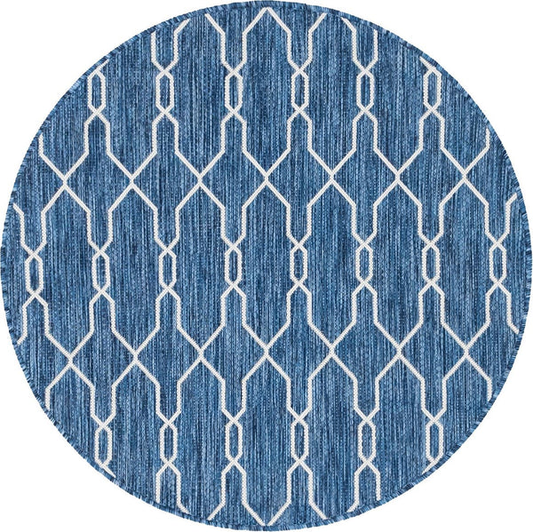 Unique Loom Rust Red Outdoor Trellis Rug - 4' X 6' Weather-resistant Design For Stylish Patios And Porches Blue  3148812-unique-loom